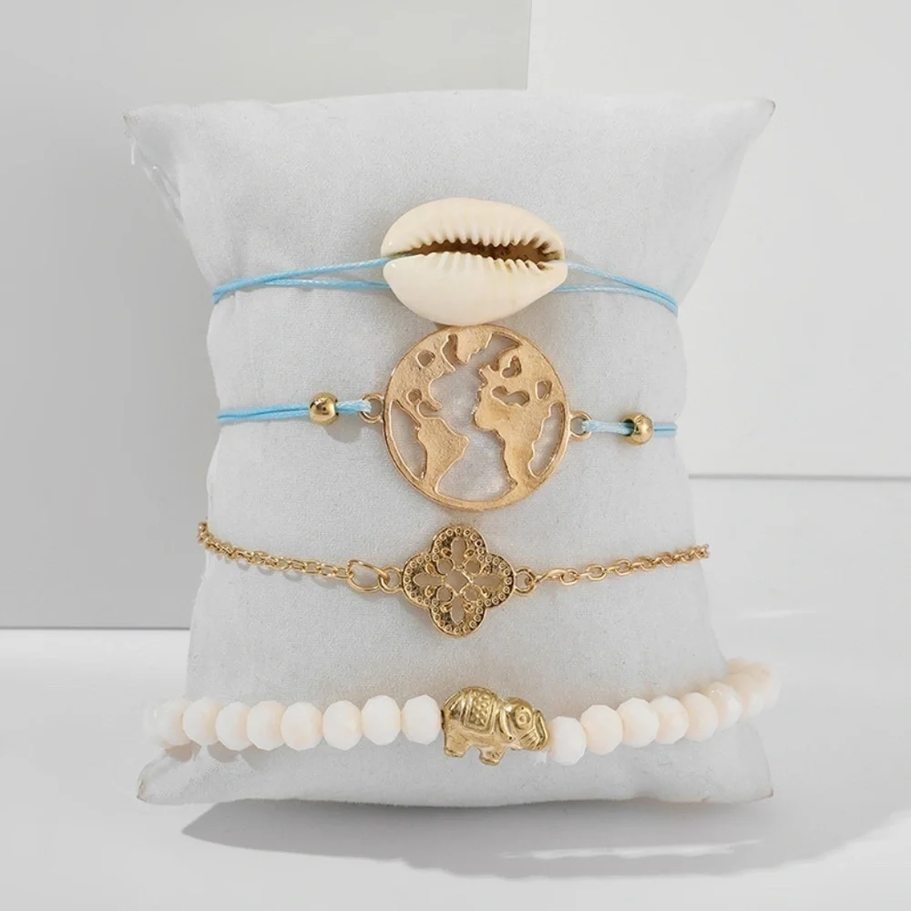 *INDIGO* 4-Pc Blue x Gold Fashion Bracelet Set